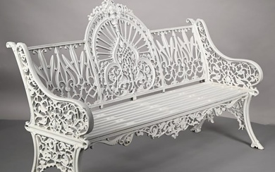 American Cast-Iron Garden Settee in White Paint