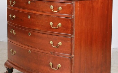 American Chippendale cherry bow front bureau
