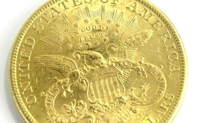 An 1896 American gold 20 dollar coin