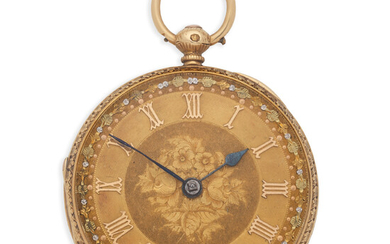 An 18K gold key wind open face pocket watch London Hallmark for 1866