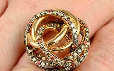 An 18ct gold 'coloured' diamond and orange sapphire 'Matassa' ring, by de Grisogono.