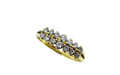 An 18ct gold two row diamond ring