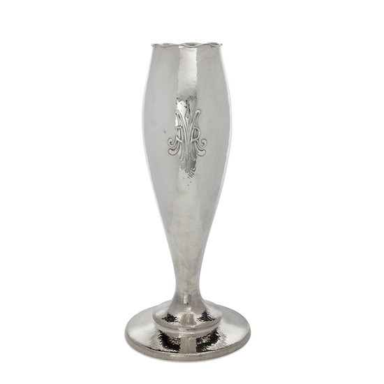 An American hand hammered sterling silver vase