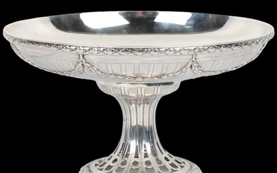 An Antique French Neoclassical Revival silver pedestal bowl ...
