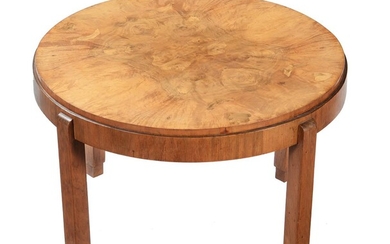 An Art Deco walnut low centre table