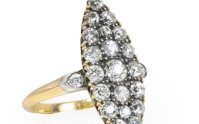 An Edwardian diamond marquise form ring
