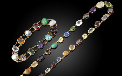 An Edwardian multi gem-set riviere necklace