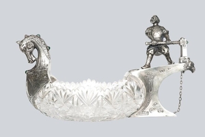 An Imperial Russian Silver and Crystal Ladle, 4th artel marks.