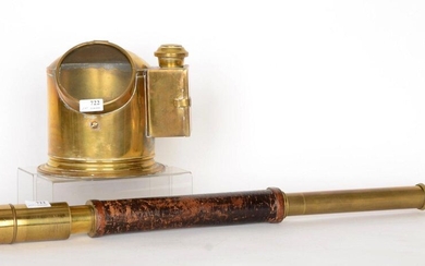An antique brass marine compass, and, a telescopic...