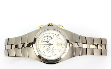An automatic 10 bar Seiko Arctura chronograph titanium wristwatch (no. 470383, serial no. 7L22- 0AB8 HR 2) with sapphire glass face.