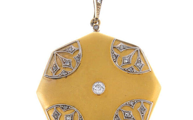 An early 20th century gold old and rose-cut diamond locket pendant.