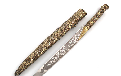 An early-Victorian silver-gilt handled dagger...