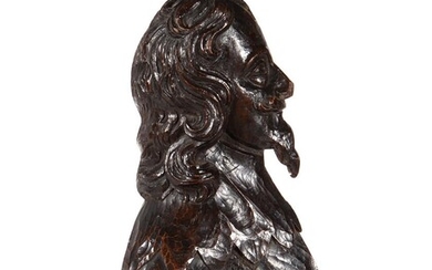 An oak carved wall hanging of King Charles I