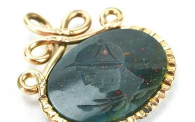 Antique 19th C Bloodstone Intaglio Necklace Pendant.