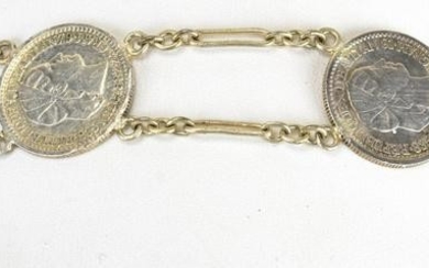 Antique 19th C Haitian Coin Mount Bracelet