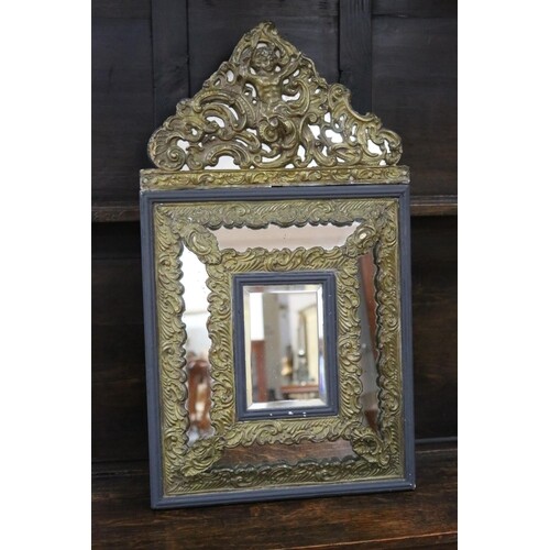 Antique 19th century French wall mirror, approx 67cm H x 38c...