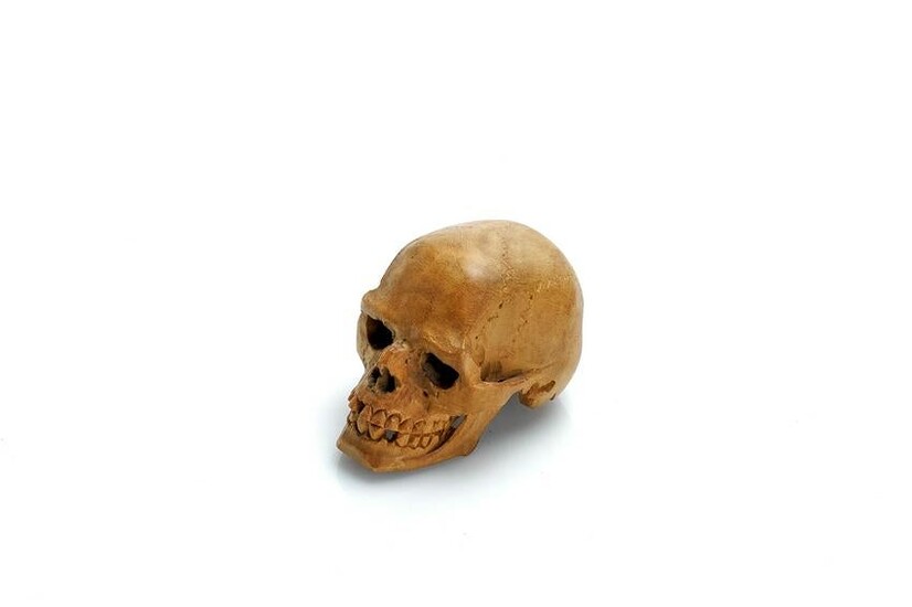 Antique Carved Wood Skull