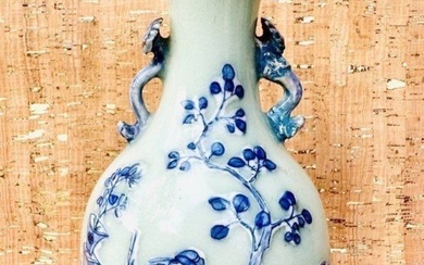 Antique Chinese Pate Sur Pate Celadon Vase