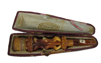 Antique English Meerschaum & Amber Cigarette Holder