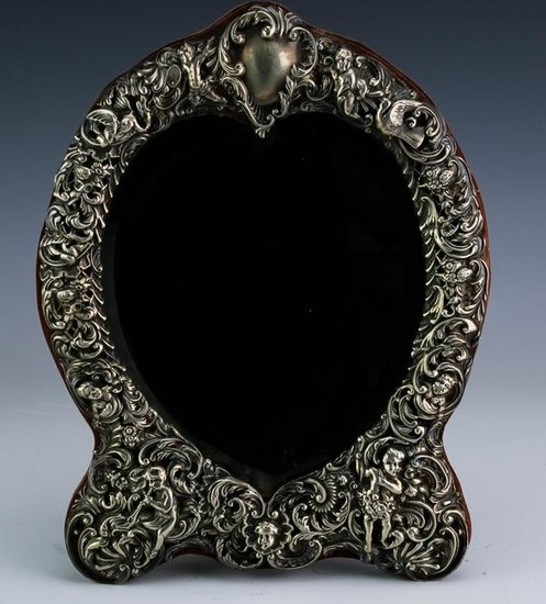 Antique English Sterling Silver Filigree Mirror