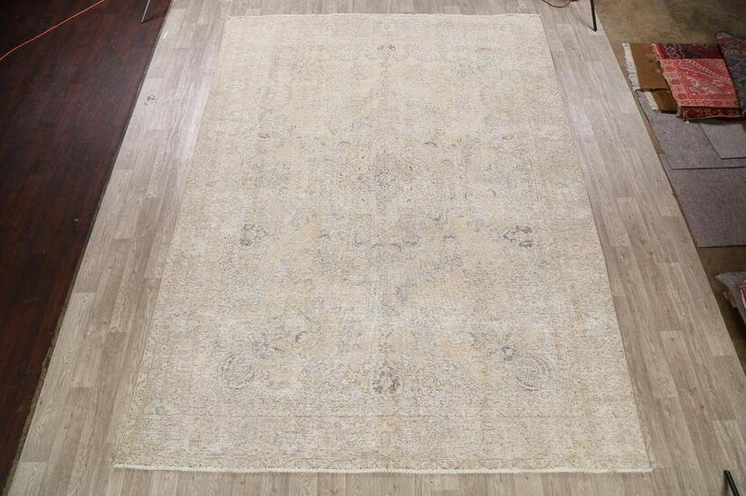 Antique Muted Floral Tabriz Persian Area Rug 9x13