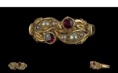 Antique Period - Exquisite Ladies 18ct Gold Ruby and Seed Pe...