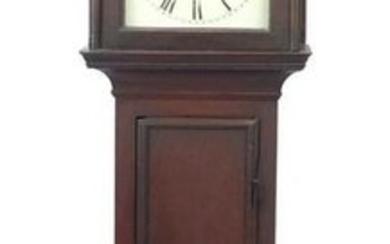 Antique oak long case clock with subsidiary dial, the