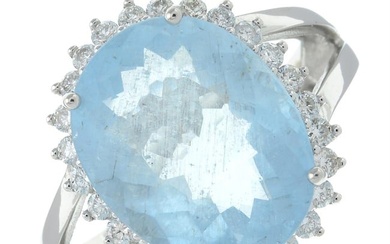 Aquamarine & diamond cluster ring