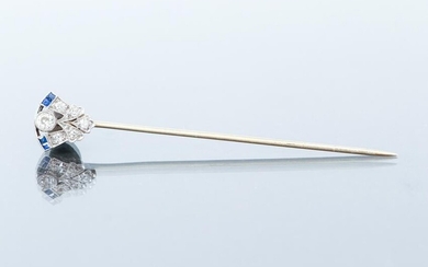 Art Deco Gold Diamond Sapphire Stick Pin