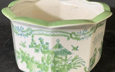 Asian Decorative Hand Painted Porcelain Cachepot
