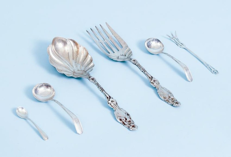 Assorted sterling 6 pieces spoons serving