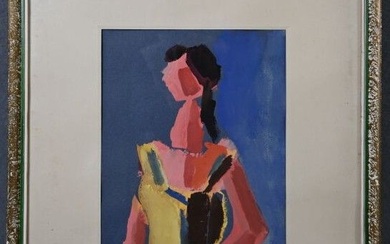 Attribué à Marc DULOUT (1899-1974), "Portrait de femme en buste", Dessin à la gouache daté...