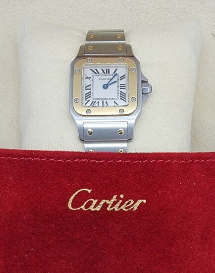 Auth Cartier Santos 18k Gold Steel Watch 1564
