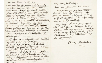 BAUDELAIRE, Charles (1821-1867) Lettre autographe signée [à Mario Uchard]