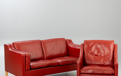 BØRGE MOGENSEN. Fredericia, sofa model '2212'+ armchair '2207' (2).