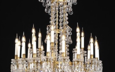 NOT SOLD. Baccarat: A large French gilt bronze and crystal twenty-four-light chandelier. Paris, c. 1900. H. 120 cm. Diam. 87 cm. – Bruun Rasmussen Auctioneers of Fine Art