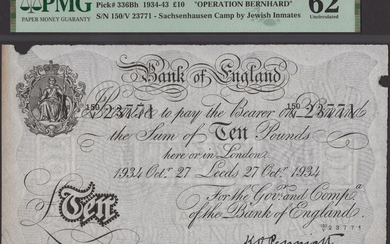Bank of England, Kenneth O. Peppiatt, Operation Bernhard, £10, Leeds, 27 October...