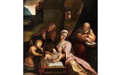 Barbara Longhi, 1552 Ravenna – 1638 ebenda, HEILIGE FAMILIE MIT DEM TÄUFERKNABEN UND DER HEILIGEN ELISABETH