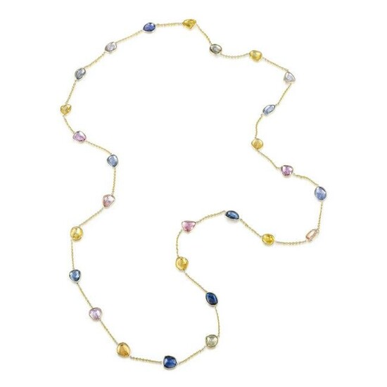 Bezel-Set Multi-Gemstone Necklace