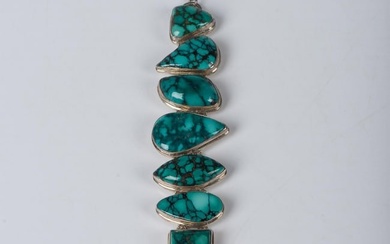 Bold Native American Sterling Silver & Turquoise Bracelet
