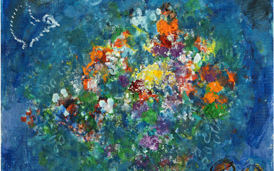 Marc Chagall - Witebsk 1887 - 1985 Saint-Paul-de-Vence - Bouquet printanier sur fond bleu