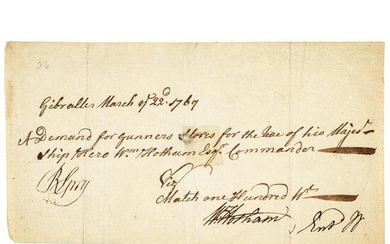 British Admirals HOTHAM + SPRY Signed requisition