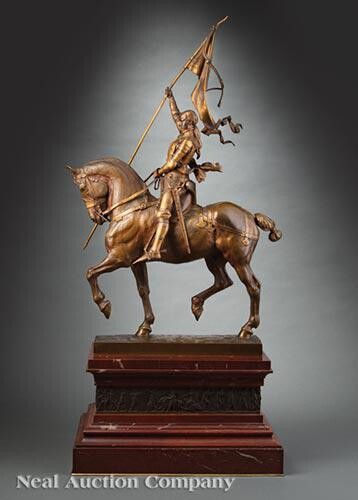 Bronze Figural Group of Joan of Arc on Horseback