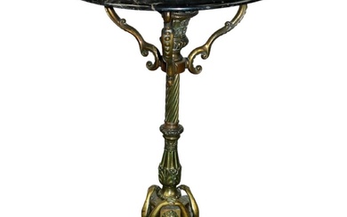 Bronze classical gueridon table with figural base and marble top