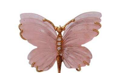 Brosche "Schmetterling" aus Rosenquarz