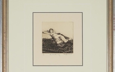 Bruce Rowland (1946 - ) - The Oriental Rug (Reclining Nude) 11 x 11 cm