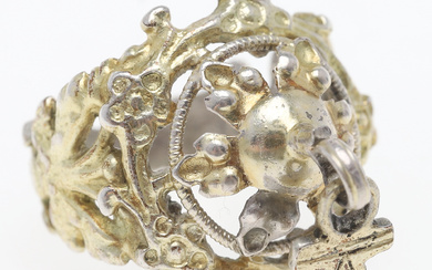 CALVARIARING, so called Maria-ring, silver & gold gilding, 1600/18th century, Skåne.