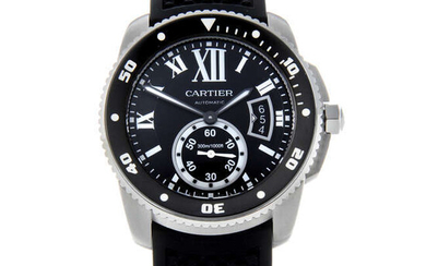 CARTIER - a gentleman's stainless steel Calibre de Cartier wrist watch.