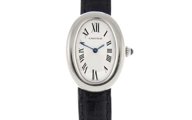CARTIER - an 18ct white gold Baignoire wrist watch, 22x31mm.