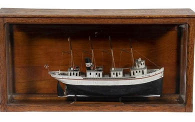 CASED MODEL OF AMERICAN SAIL/STEAM SHIP